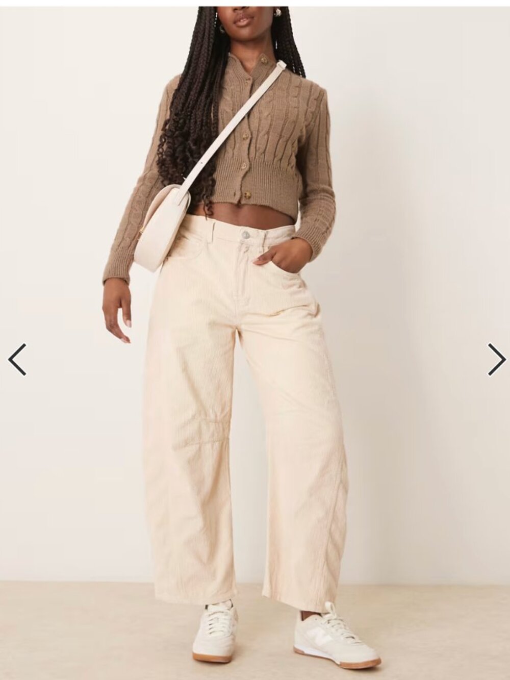 Free People Good Luck barrel leg cord jeans in light gray 27